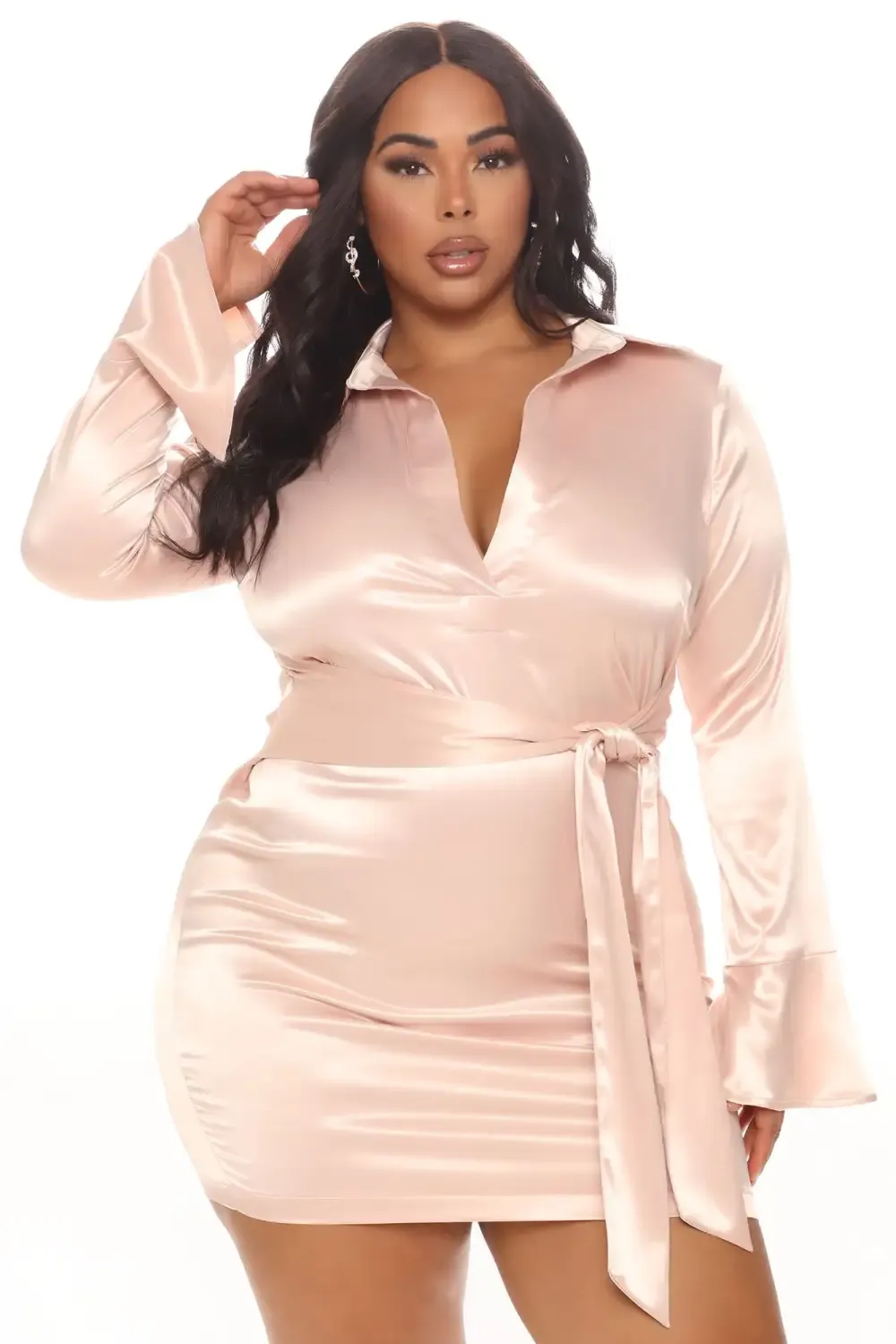 Step Up Satin Mini Dress - Pink