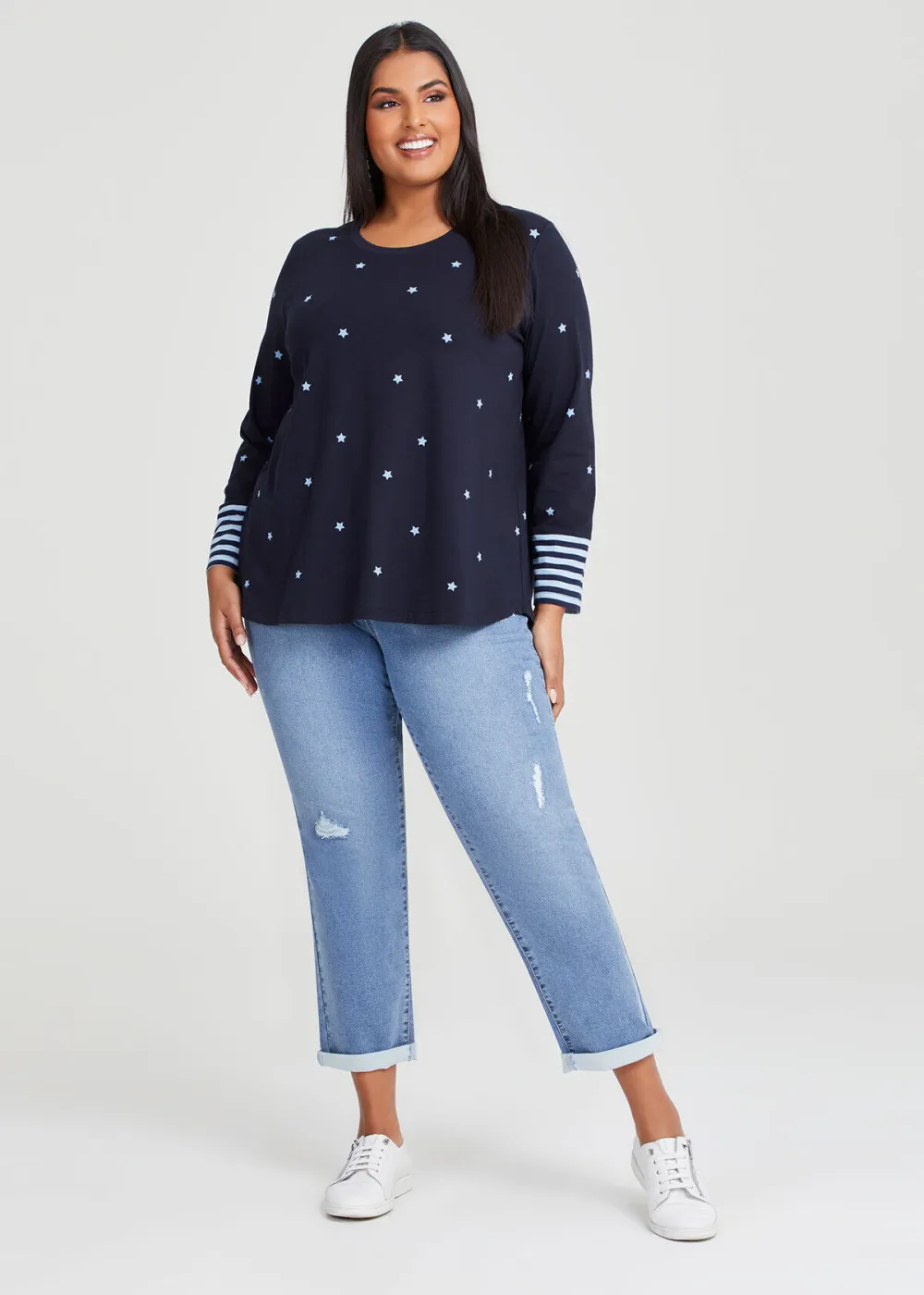 Cotton Ripped Boyfriend Jean