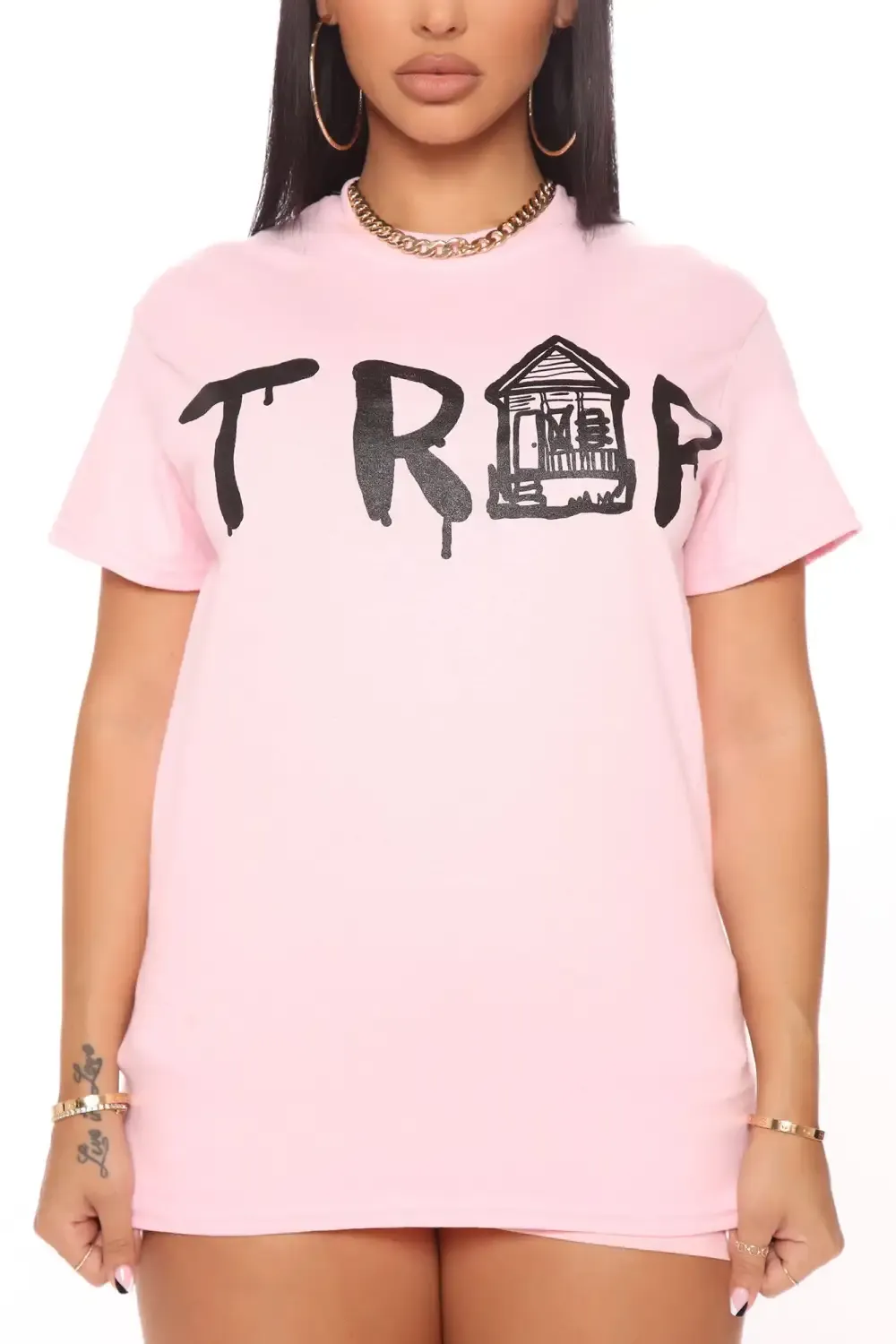 Trap House Short Sleeve Top - Pink