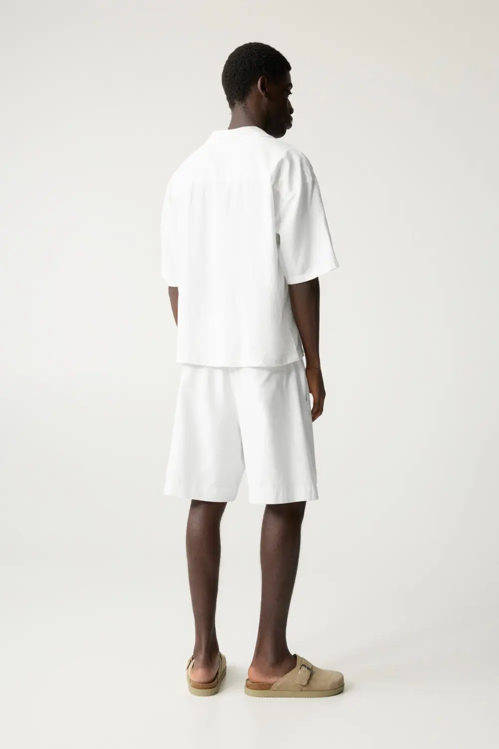 Linen blend jogger Bermuda shorts