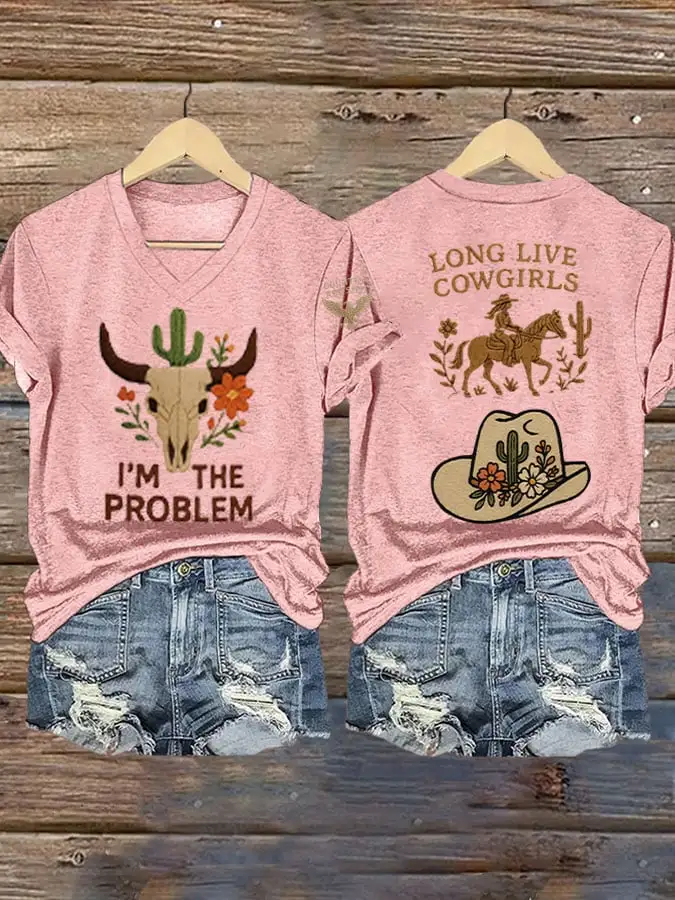 Women's I'M The Problem Country Music Printed Short-Sleeved T-Shirt