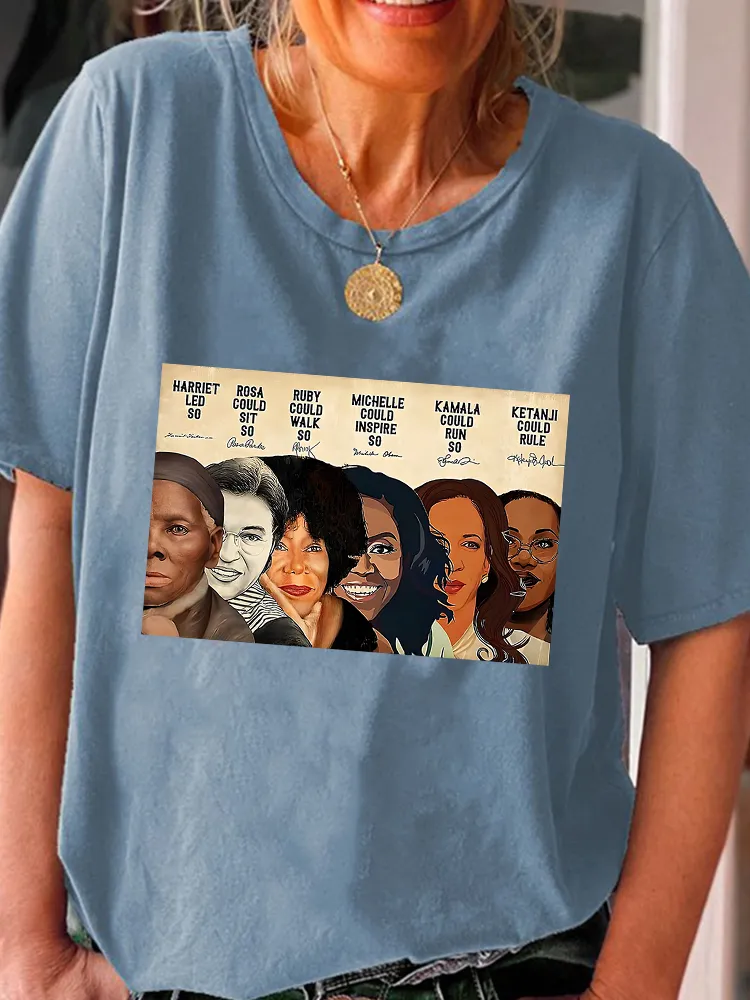 Women'S Harriet Led So Rosa Could Sit So Ruby Could Walk So Michelle Could Inspire So Kamala Could Run So Ketanji Could Rule Round-Neck Short-Sleeved T-Shirt
