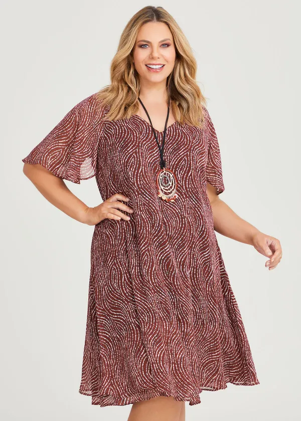 Ruffle Sleeve Overlay Dress