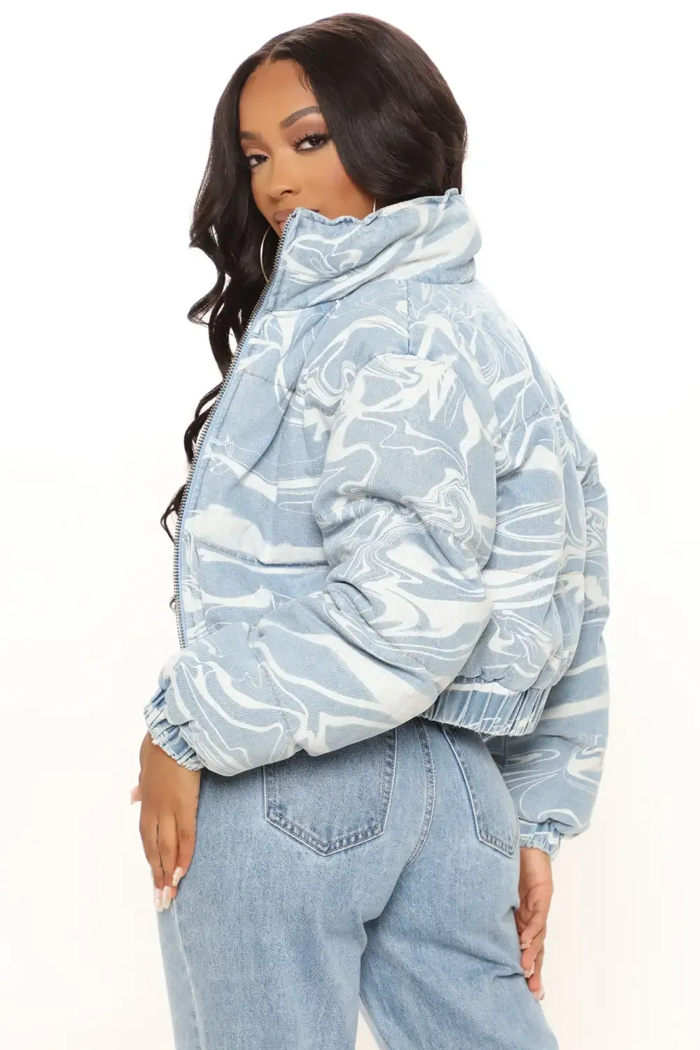 Psyched Out Puffer Jacket - Blue/combo