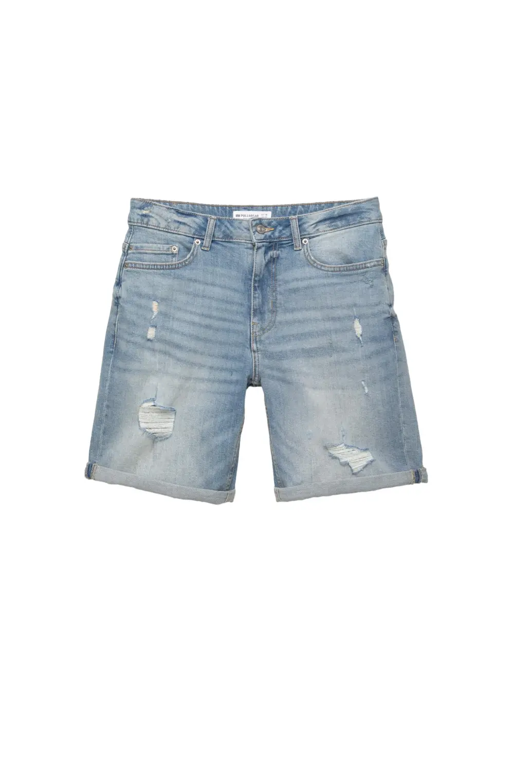 Ripped denim Bermuda shorts