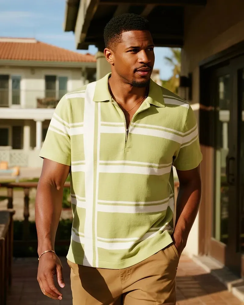 Big & Tall Men's Color Block Short Sleeve Polo Shirt