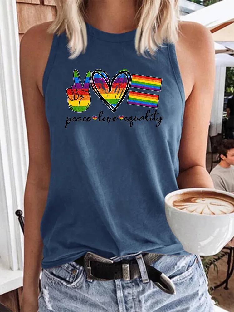 Women's Gay Day Peace Love Equality Crew Neck Vest