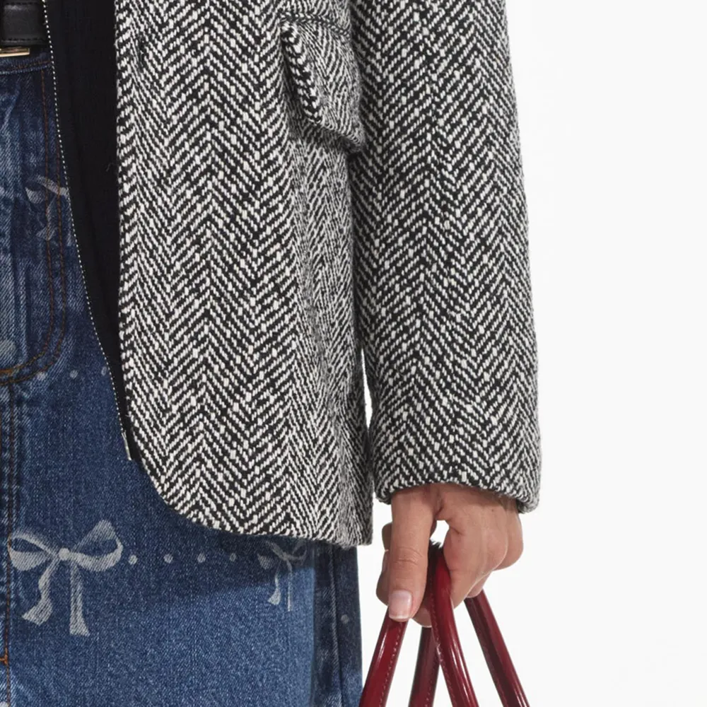 Black Herringbone Blazer