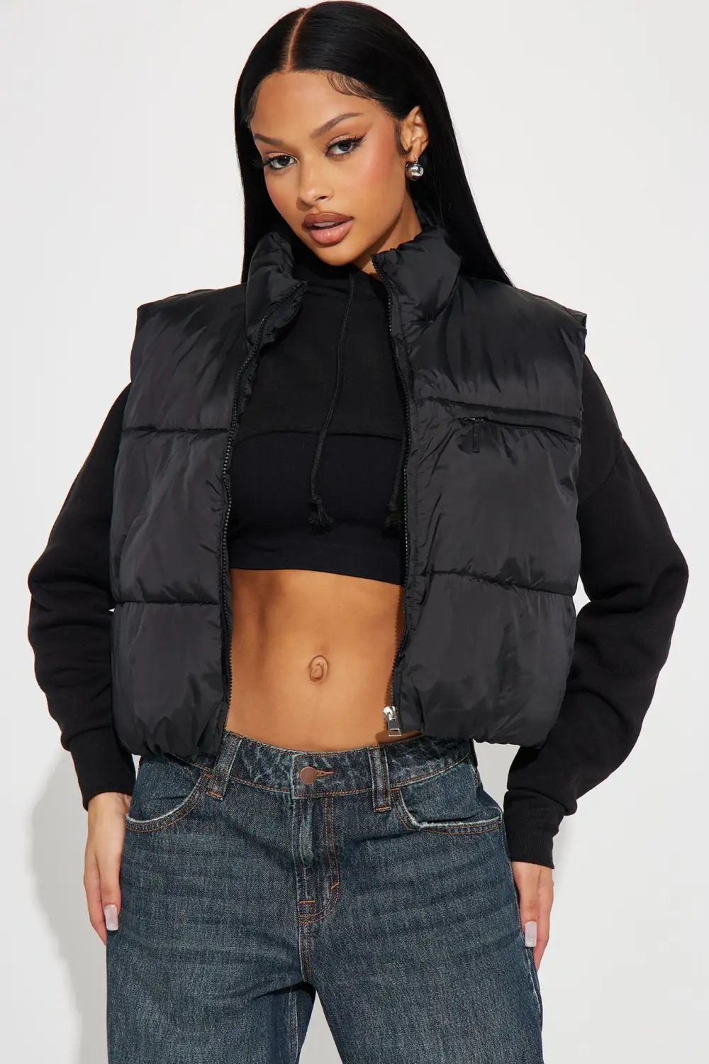 Icy Girl Puffer Vest - Black