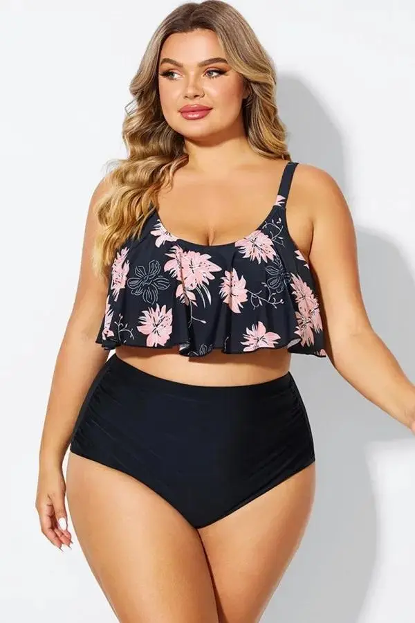 Floral Print Sexy Scoop Neck Bikini Top