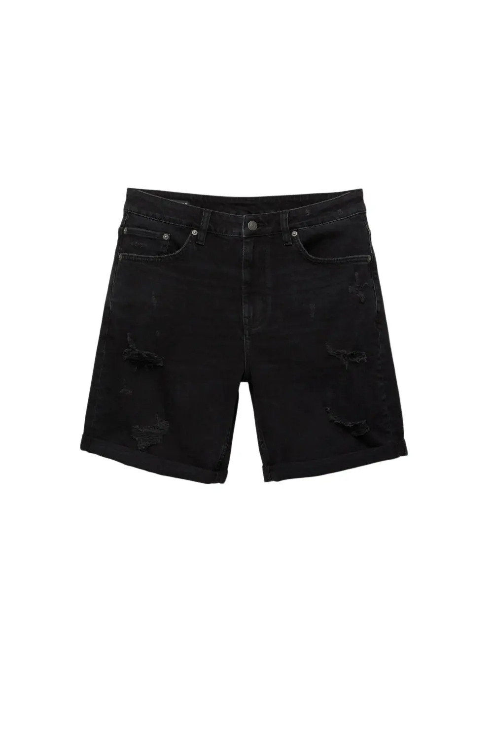 Ripped denim Bermuda shorts