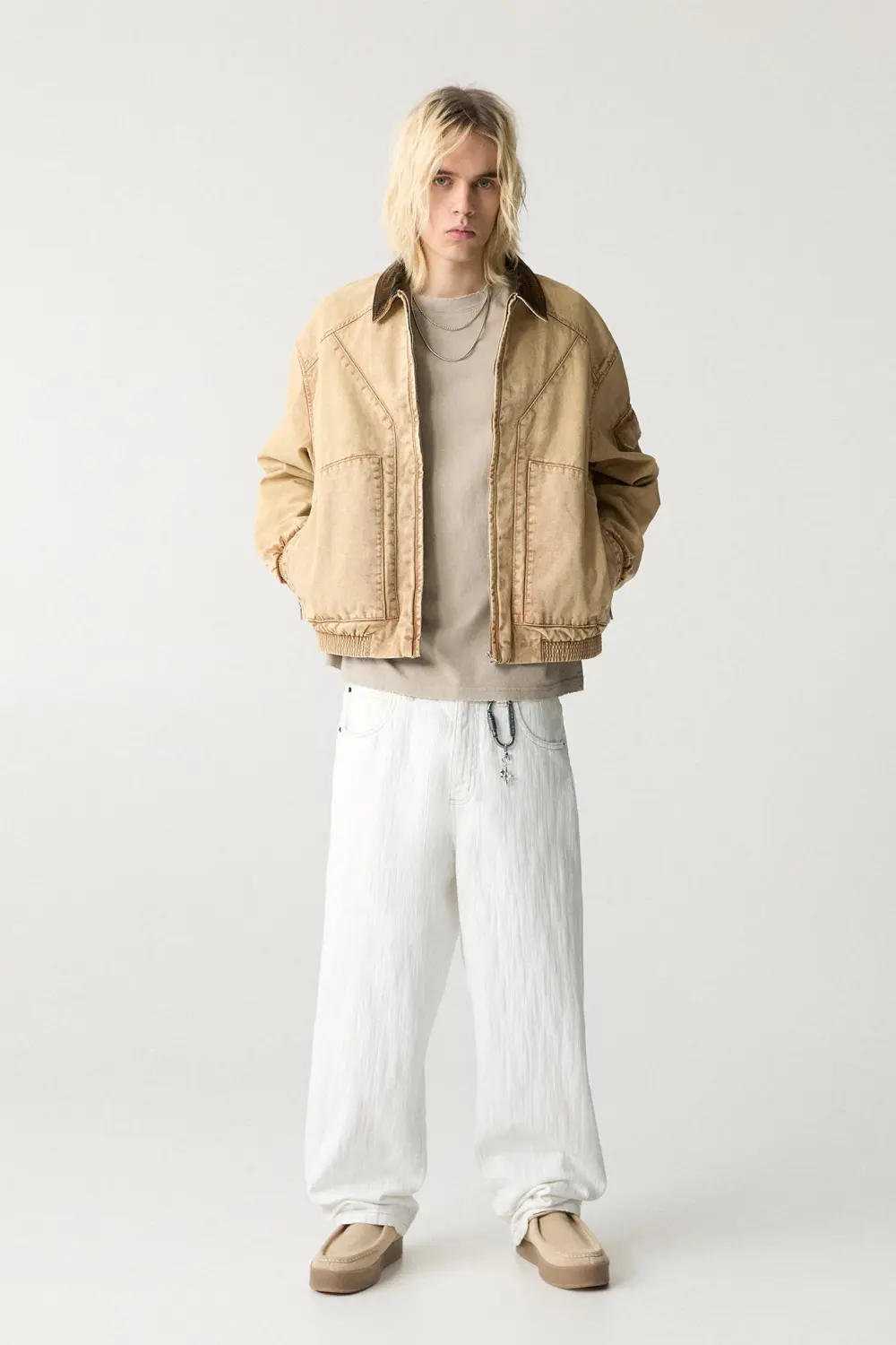 White textured jeans