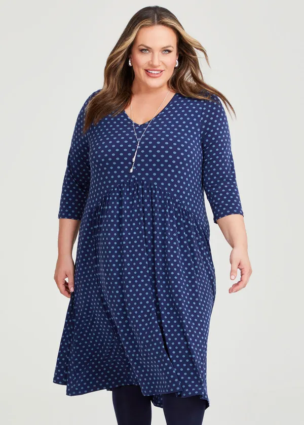 Spot V-neck Luna Dress