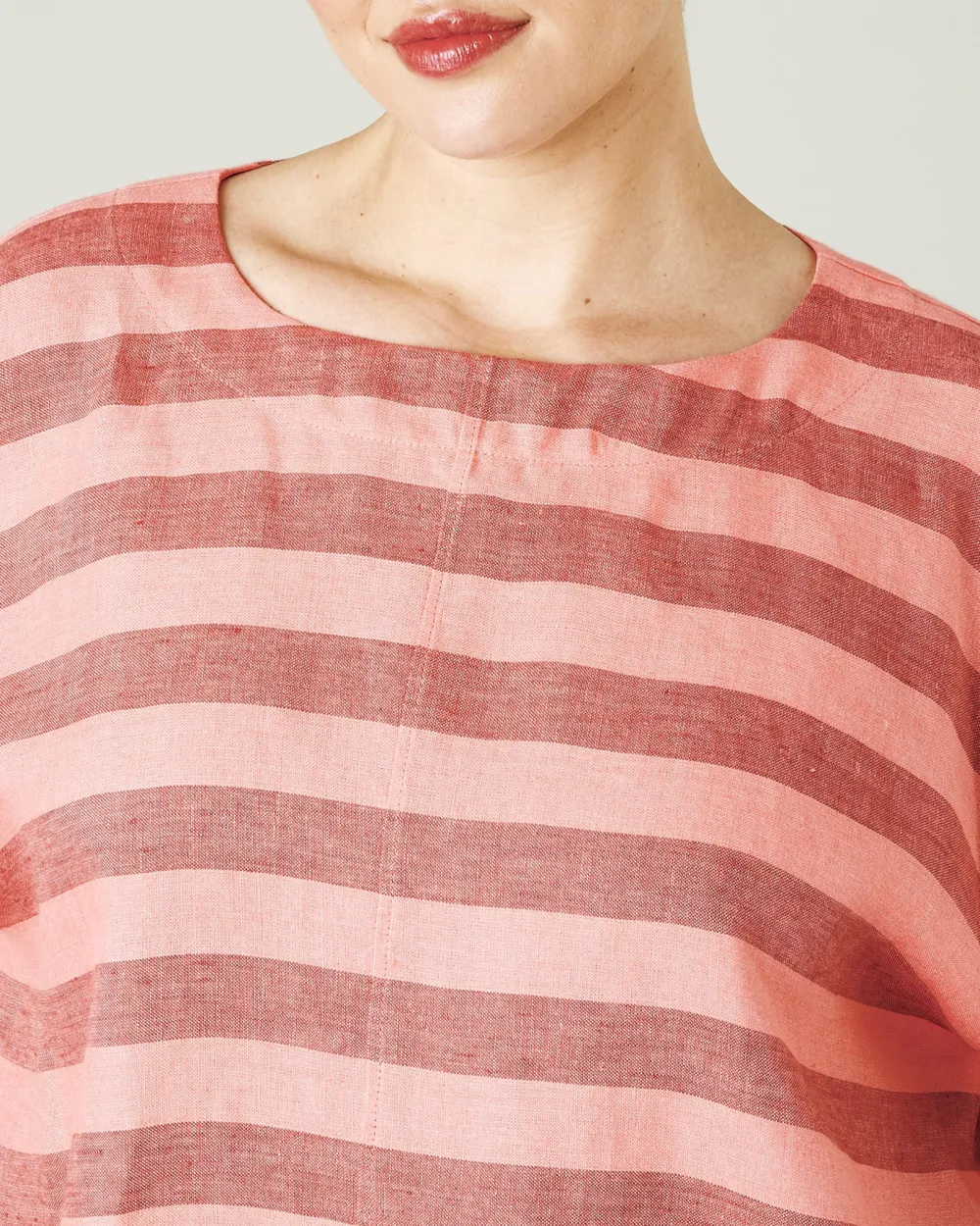 BLUSH STRIPE LINEN TOP
