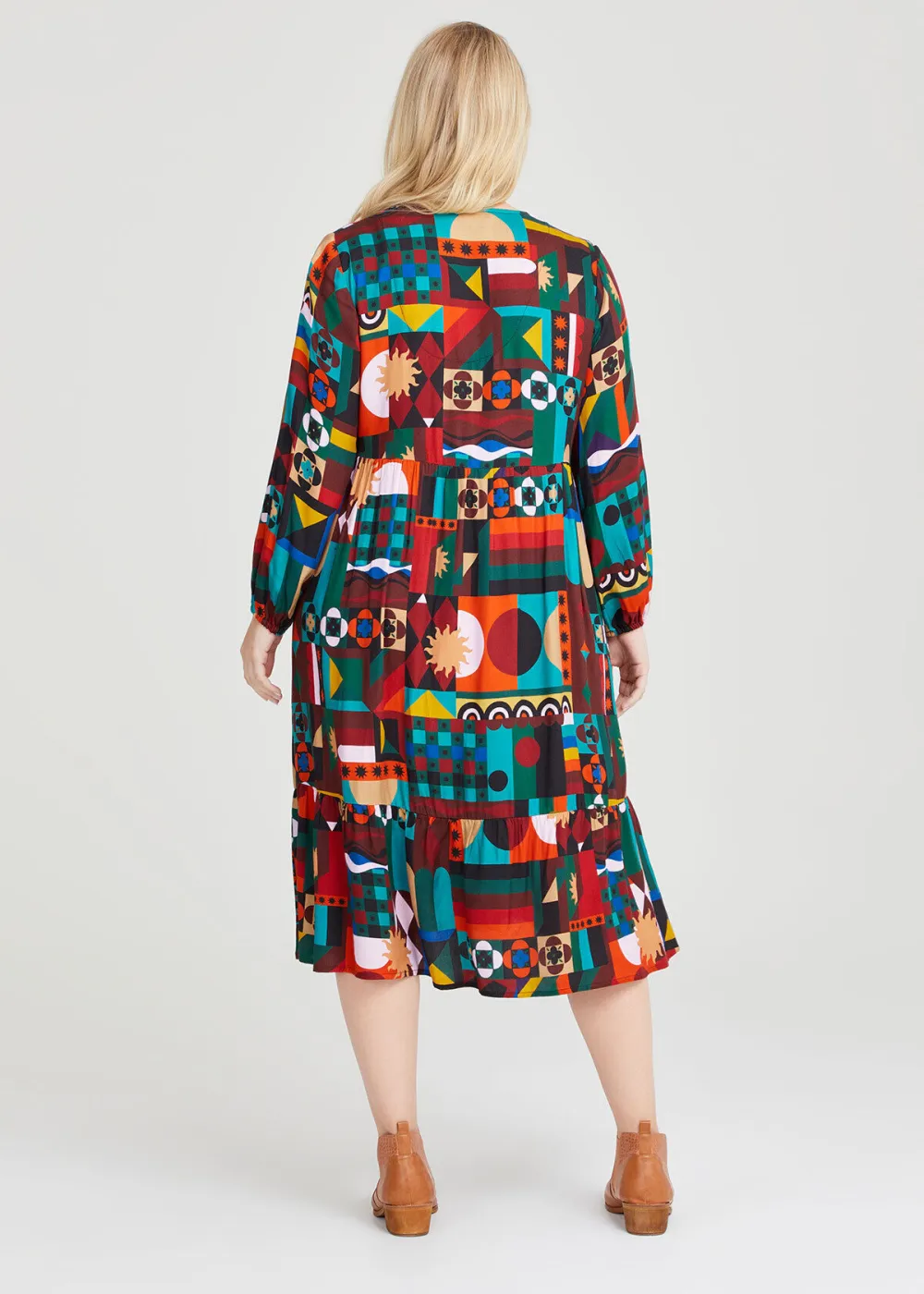 Natural Geo Patchwork Dress