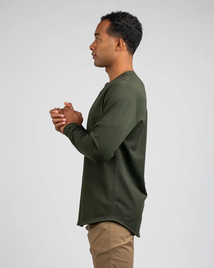 Henley Drop-Cut Long Sleeve: Lux
