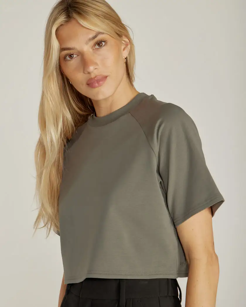Lux Relaxed Mockneck Raglan Tee