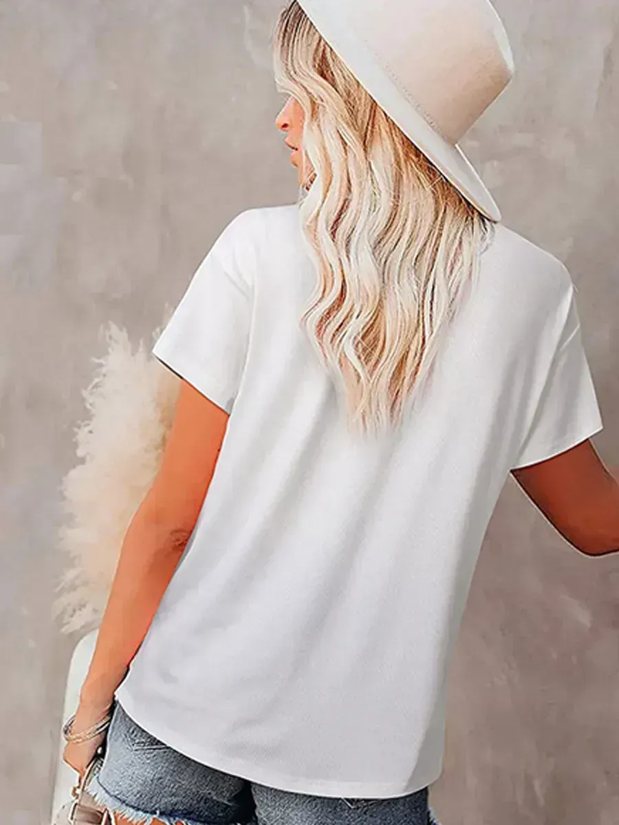 Loose Casual Solid Color Short-sleeved T-shirt