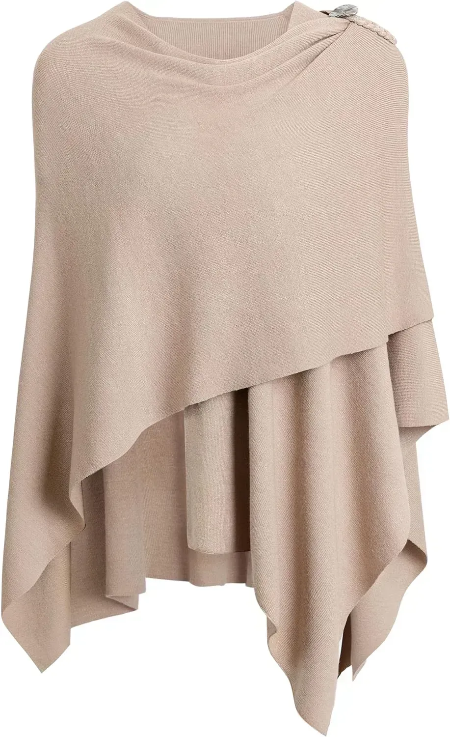 Womens Large Cross Front Poncho Sweater Wrap Topper Knitted Elegant Shawls Cape for Fall Winter