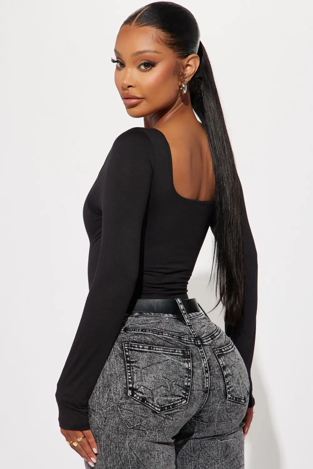 Raissa Long Sleeve Bodysuit - Black