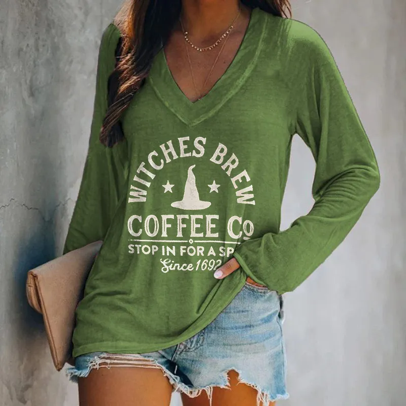 Witches Brew Coffee 1692 Printed Long Sleeve T-shirt