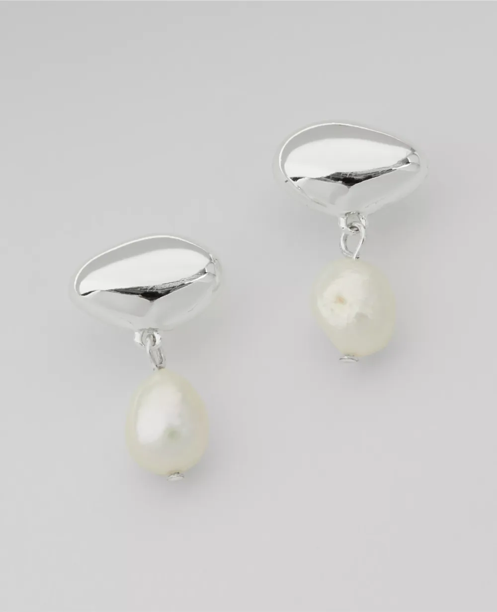 Freshwater Pearl Metal Bean Drop Earrings