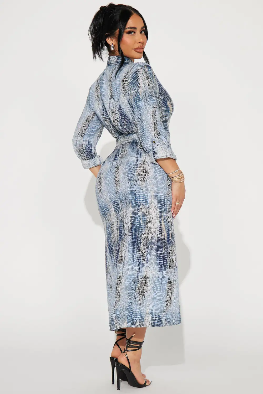 Jolene Midi Shirt Dress - Blue/combo