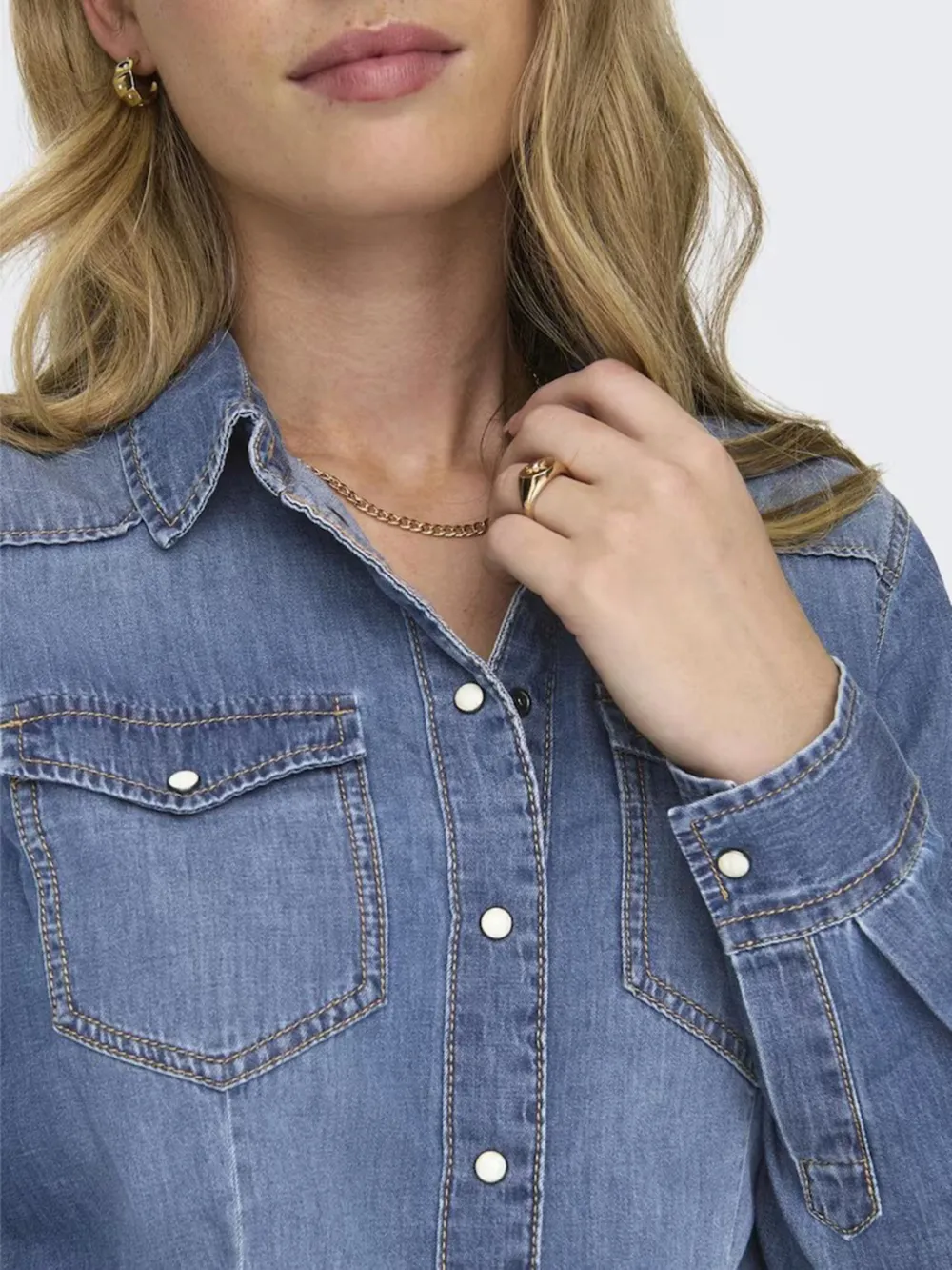 Breast Pocket Casual Style Blouses