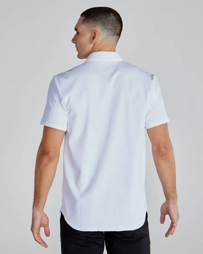 Ribbed+ Short Sleeve Button Down