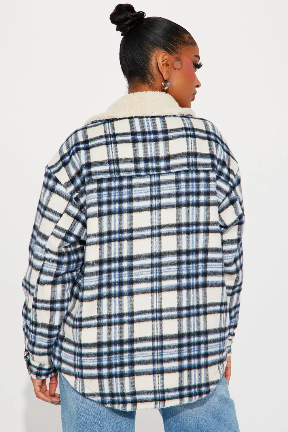 Down The Line Plaid Shacket - Blue/combo