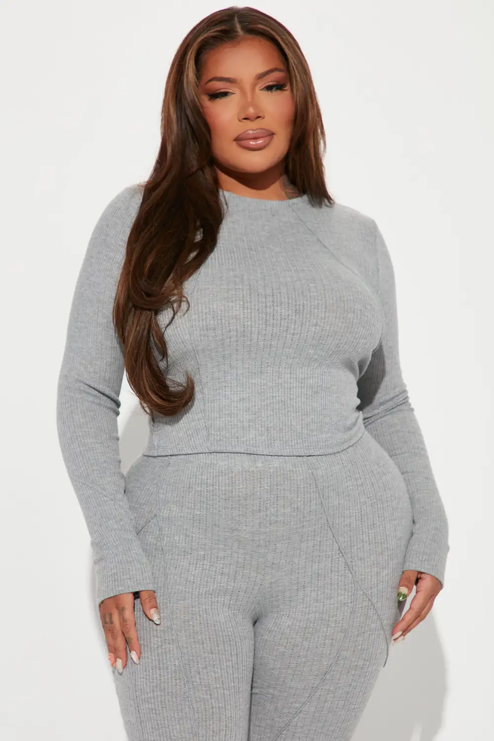 Leslie Pant Set - Heather Grey