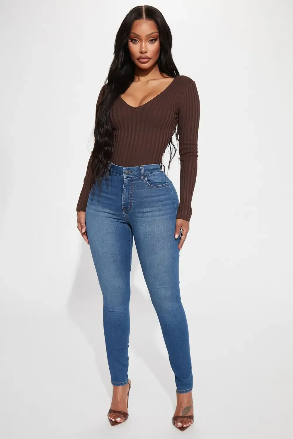 So Seamless Stretch Skinny Jeans - Medium Blue Wash