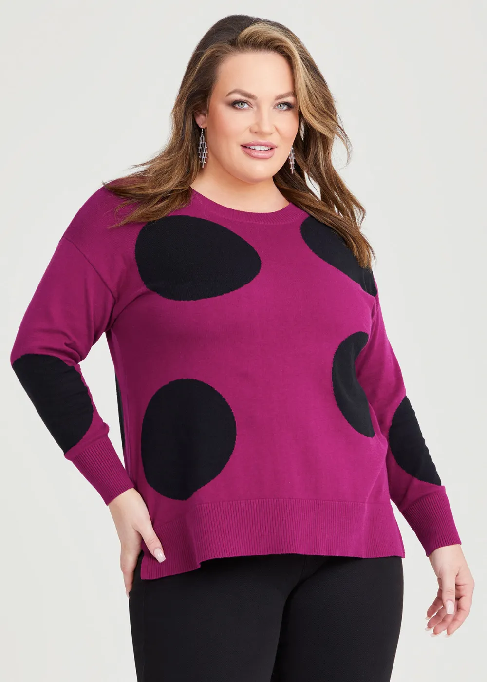 Cotton Large Spot Knit Jumper