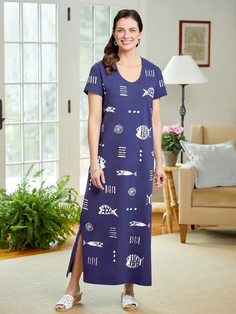 M.MAC Rock Fish Cotton Knit Ankle-Length Dress
