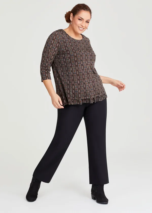 Abstract Ruffle Hem Top