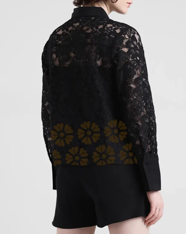 Black Floral Lace Long Sleeve Blouse