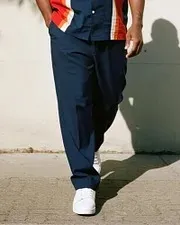 Big & Tall Men's Stripe Short Sleeve Shirt and Pants Suit