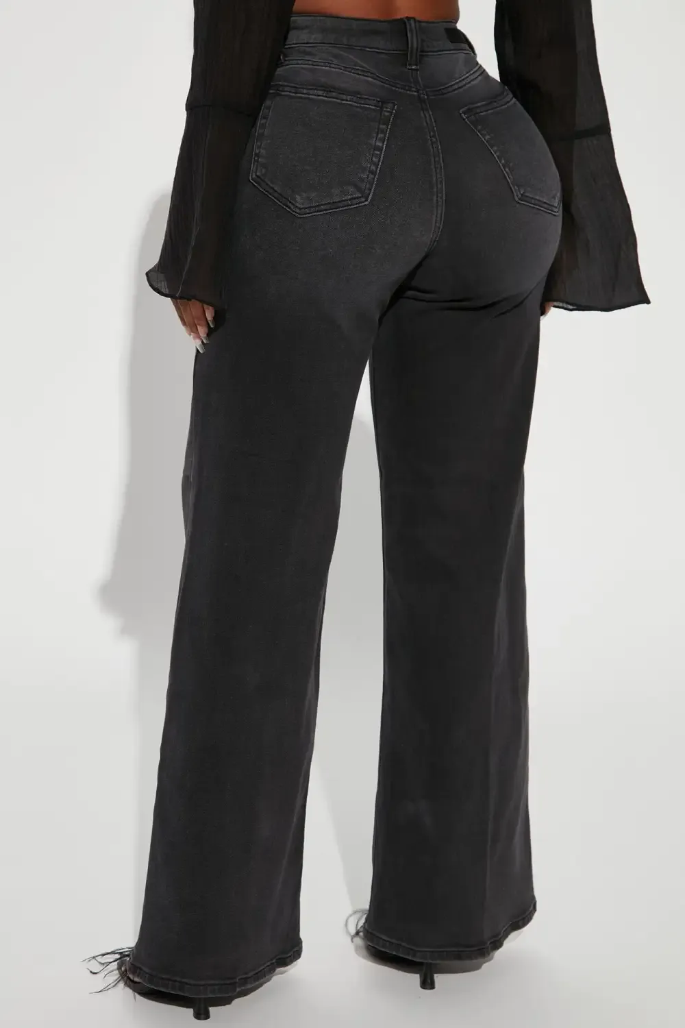 Time Well Spent Stretch Wide Leg Jeans - Black Wash