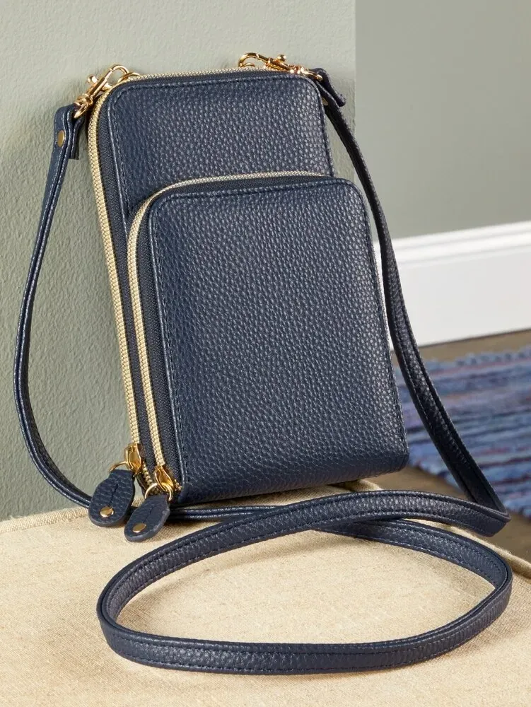Women's Vertical RFID-Blocking Crossbody Bag
