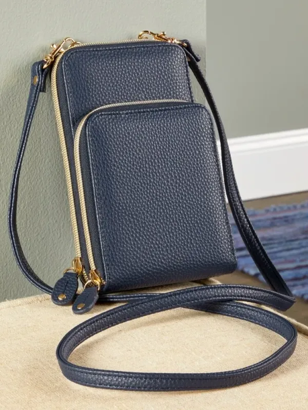 Women's Vertical RFID-Blocking Crossbody Bag