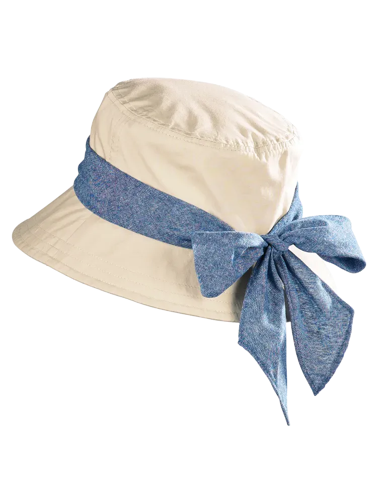 Women's Bucket Hat With Chambray Bow