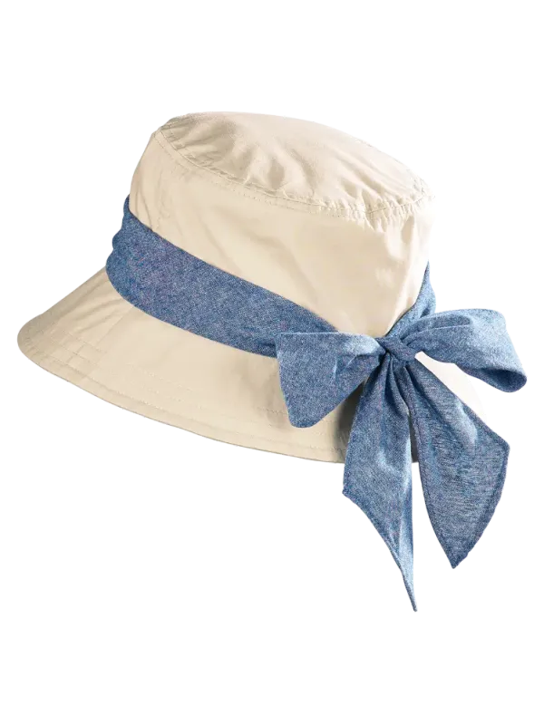 Women's Bucket Hat With Chambray Bow
