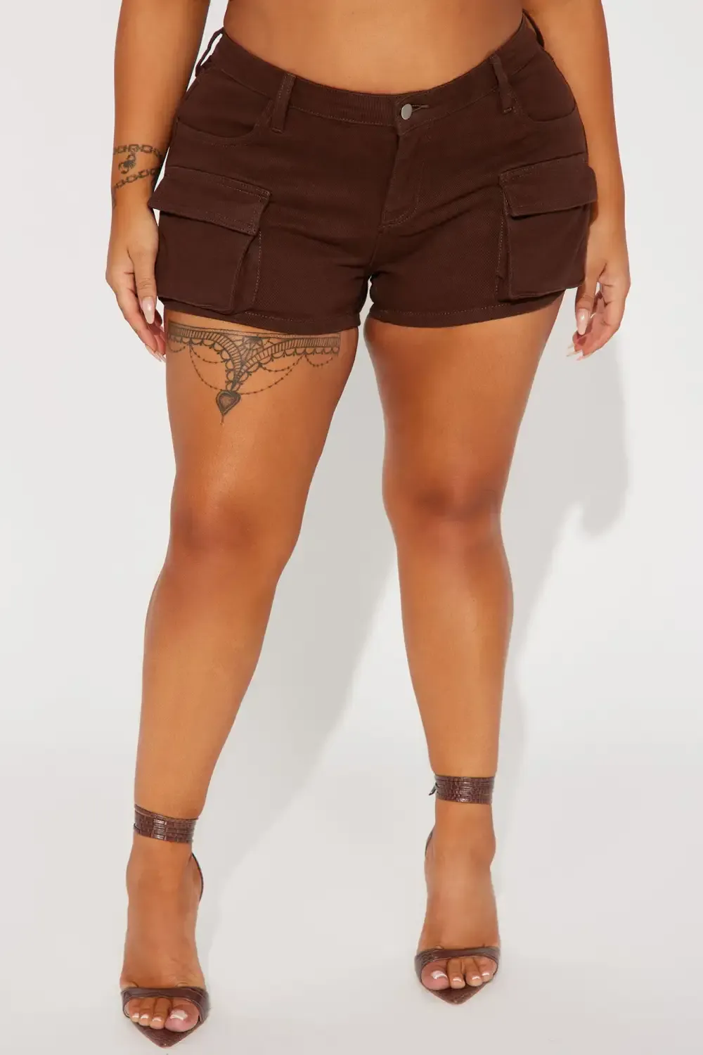 My One And Only Stretch Denim Cargo Shorts - Brown