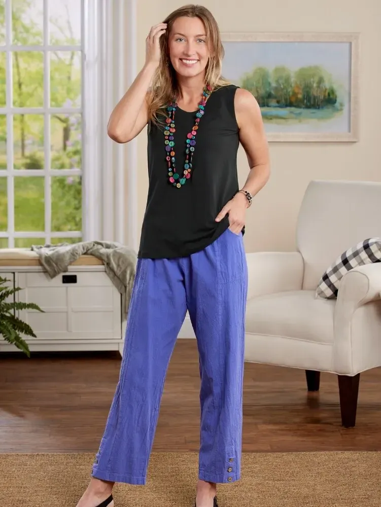 Women's Crinkle Cotton Ankle-Length Pants