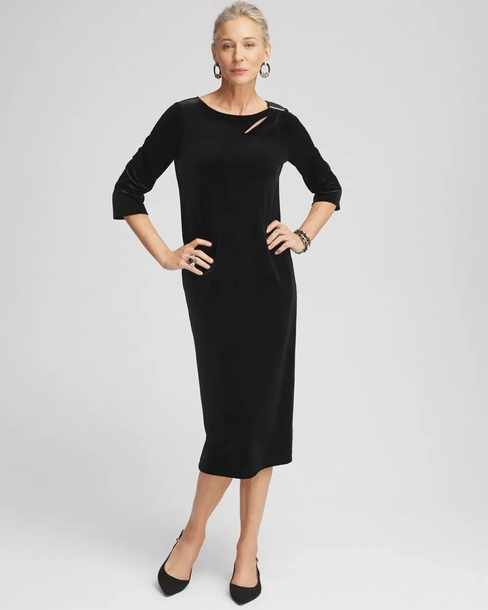 TravelersTM Collection Velvet Midi Dress