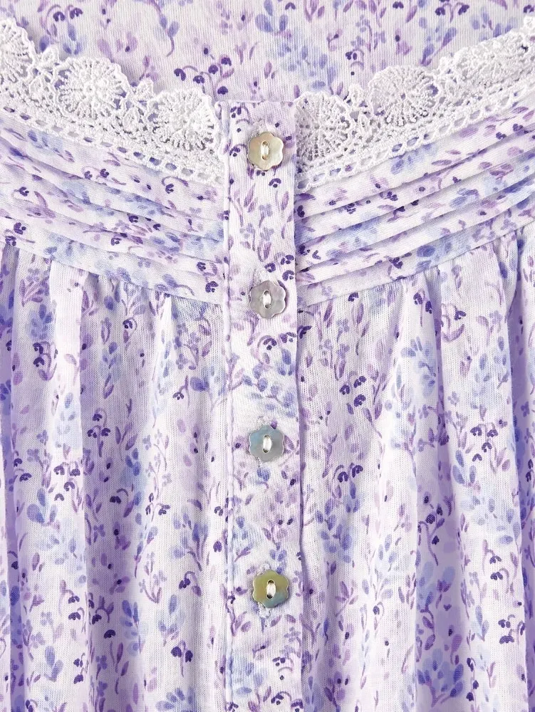 Eileen West Lavender Print Cotton and Modal Nightgown
