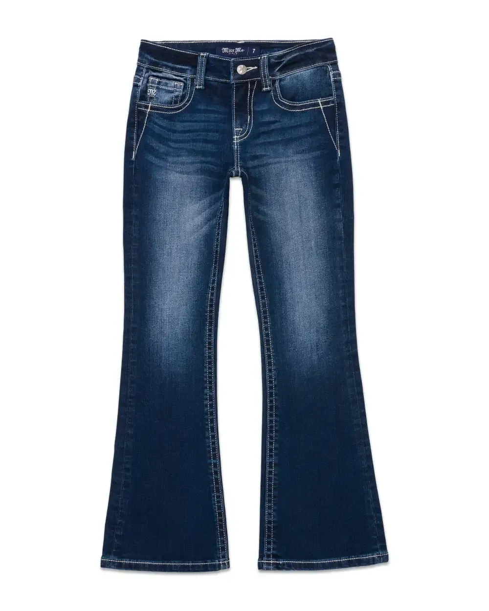 Girls Metallic Turquoise Fleur De Lis Bootcut Jeans