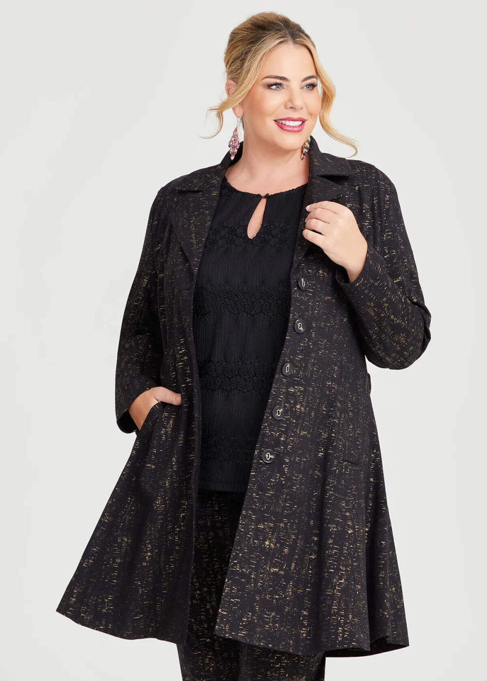 Gold Dust Ponte Trench Coat