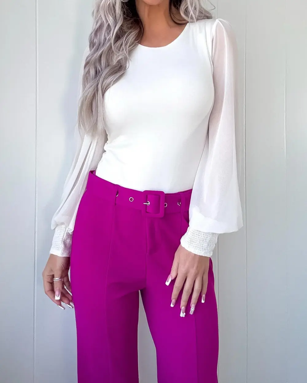 Mesh Sleeve Top - Ivory