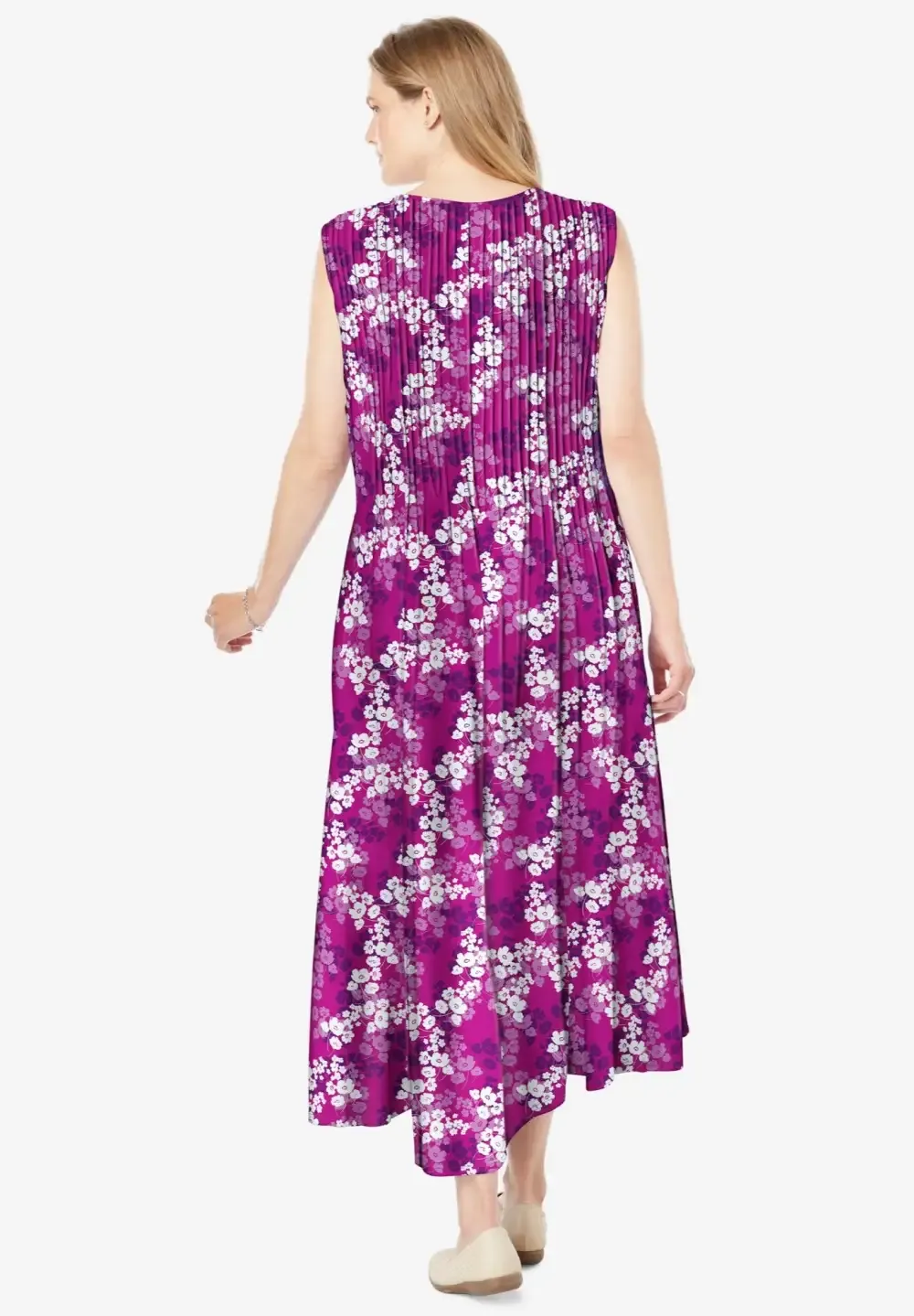 Pintucked Sleeveless Dress